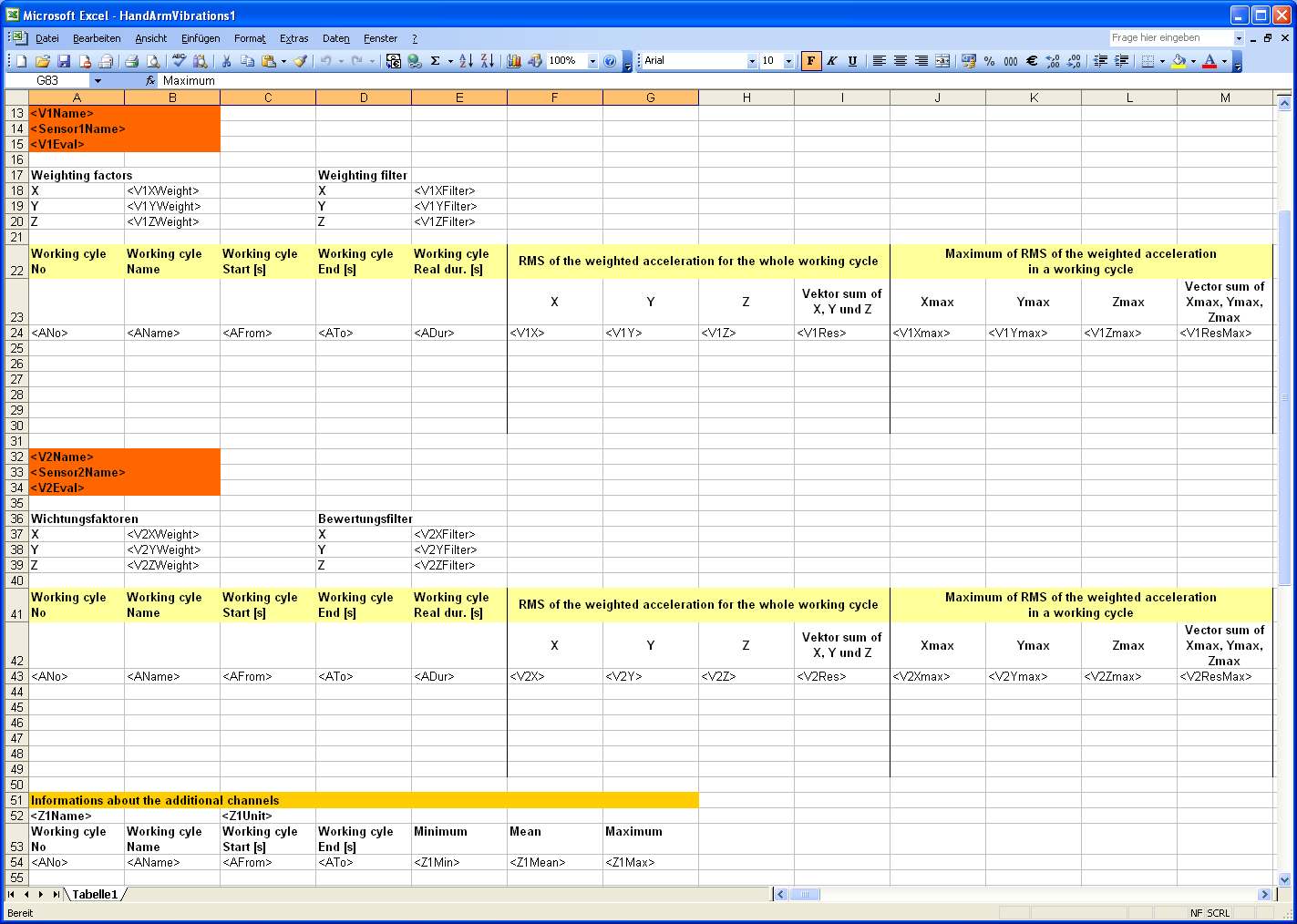 Beispiel EXCEL Arbeitsblatt